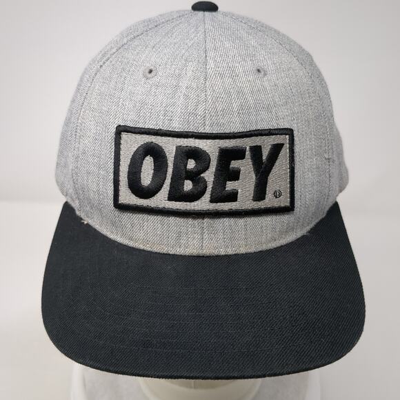 Obey Patch Snapback Hat Gray One Size Colorblock Adjustable Vent Holes - Picture 2 of 9